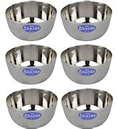 Buy Sharda Metals Stainless Steel Set of 6 Bowls & 6 Plates Serving Set ...