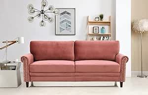 RM HOME ZONY THREE SEATER SOFA VELVET (PEACH) : Amazon.in: Home & Kitchen