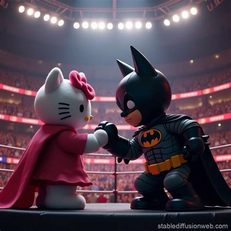 Hello Kitty vs Batman Arm Wrestling | Stable Diffusion Online