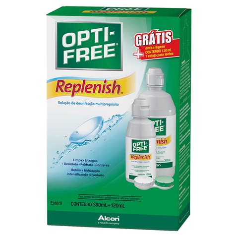 Kit Opti-Free Replenish solução 300ml + 120ml + estojo p/ Lentes ...