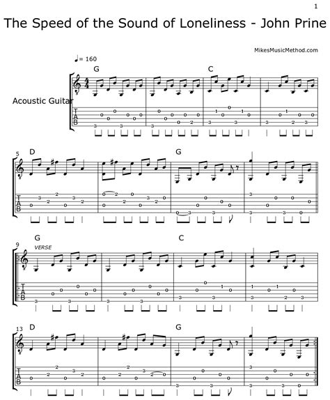 The Speed of the Sound of Loneliness - John Prine - Sheet music for Acoustic Guitar
