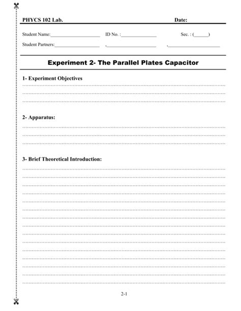 Experiment 2- The Parallel Plates Capacitor
