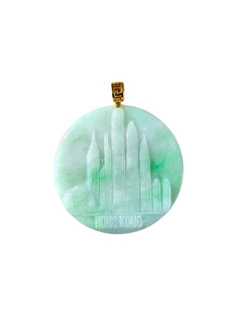 Iconic Skyline of Hong Kong Burmese A-Jade Pendant (with 18K Yellow Gold) For Sale at 1stDibs ...