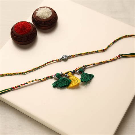 Handmade German Silver Rakhi & Lumba Set – iTokri आई.टोकरी