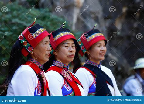 People with Traditional Costumes in the Stone Forest in Yunnan, China Editorial Stock Photo ...