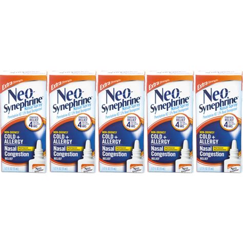 5 Pack Neo-Synephrine Nasal Spray, Extra Strength Formula, 0.50 Ounces ...