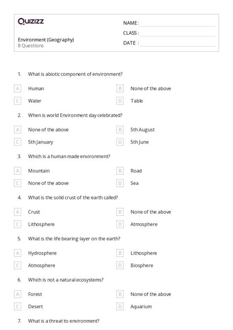 50+ Geography worksheets for 6th Class on Quizizz | Free & Printable