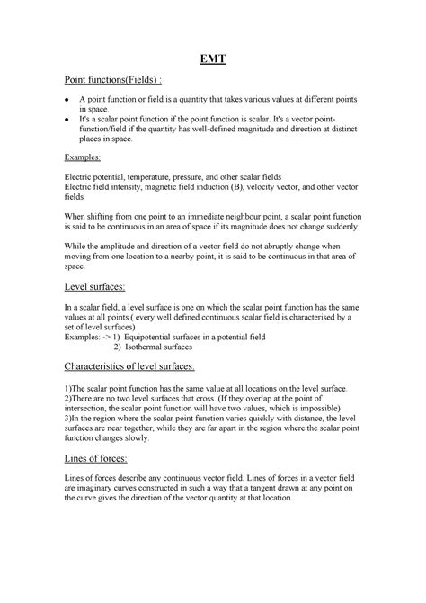 Electromagnetism fundamentals - EMT Point functions(Fields) : A point ...