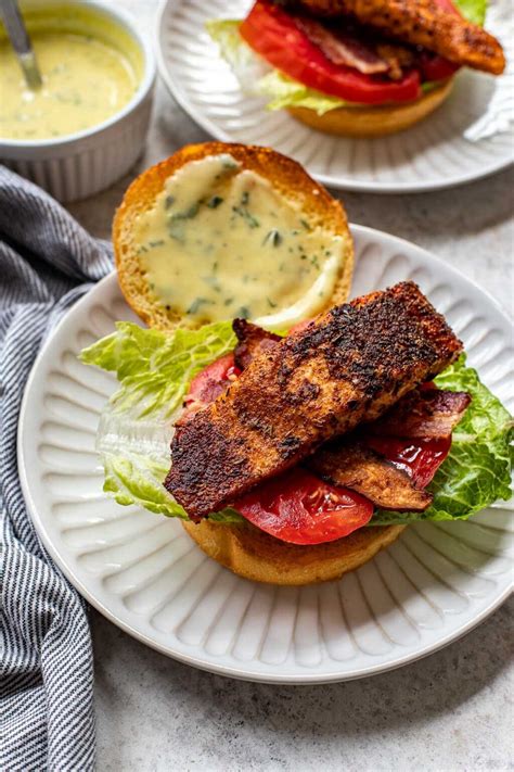 Pan-Seared Blackened Salmon BLT with Tarragon Aioli - Well Seasoned Studio