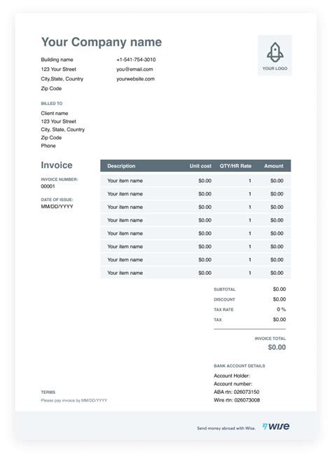 Invoice Template for PDF - Free Download - Wise