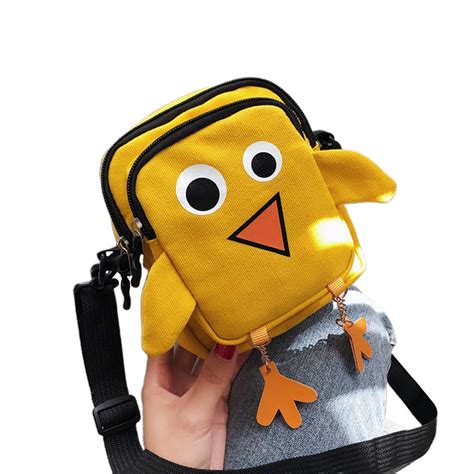 XuBa Lady Mini Cute Chick Shoulder Bag Funny Cartoon Canvas Crossbody ...
