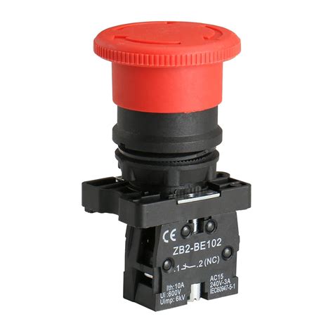 Baomain Push Button Switch ZB2-BE102C 22mm NC N/C Red Mushroom ...