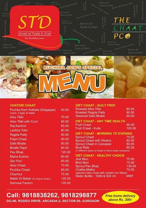 Menu at STD-The Chaat PCO, Gurugram, Rodeo Drive