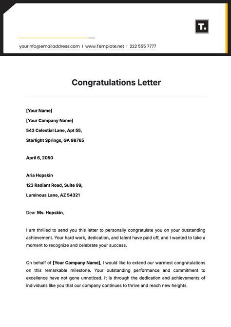 Free Promotion Congratulation Letter Template to Edit Online