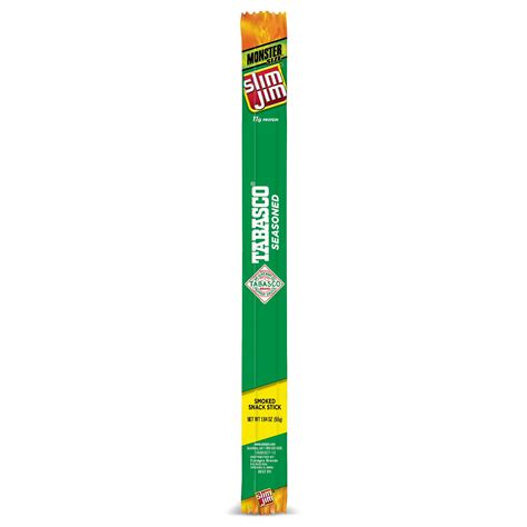 Slim Jim Monster Size Tabasco Smoked Snack Stick, Monster Meat Stick, 1 ...