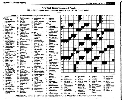 Printable New York Times Crossword Puzzle - Free Daily Crossword Printable