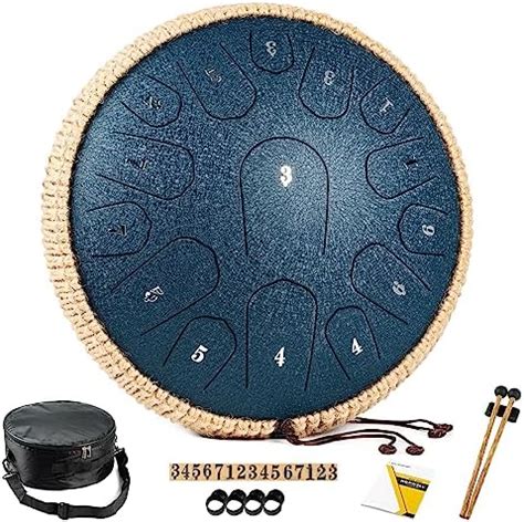 HOPWELL Steel Tongue Drum - 13 Inches 15 Notes Tongue Drum - Hand Pan ...