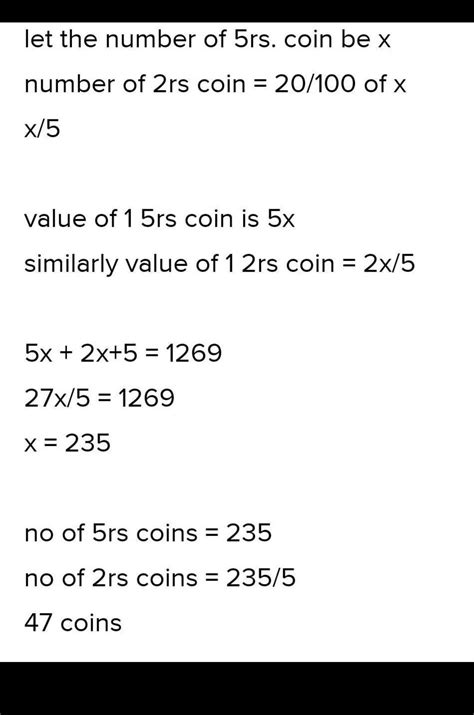 There are some two rupee coins and five rupee coins in a bag. If the ...