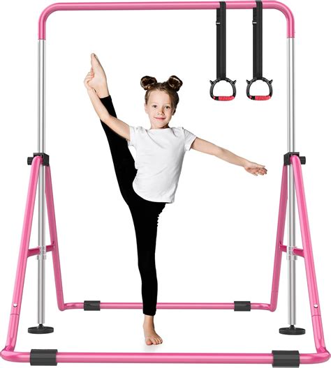 Foldable Gymnastics Bar, 5-Height Adjustable Gymnastic Bars for Kids at ...