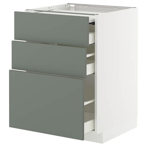 METOD / MAXIMERA bc w pull-out work surface/3drw, white/Nickebo matt ...