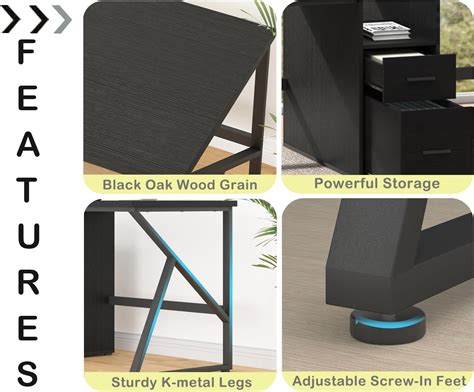 IBF Black Computer Desk with File Drawer, 79 Gaming India | Ubuy