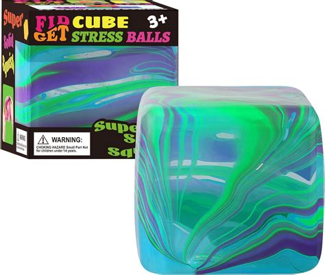 Large Fidget Toys Squishy Stress Cube - Giant Ice Cube Sensory Ball ...