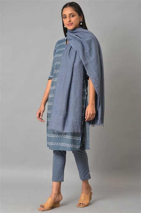 Buy Grey Yarn-Dyed Premium Dupatta Online for Woman | Shop for Aurelia