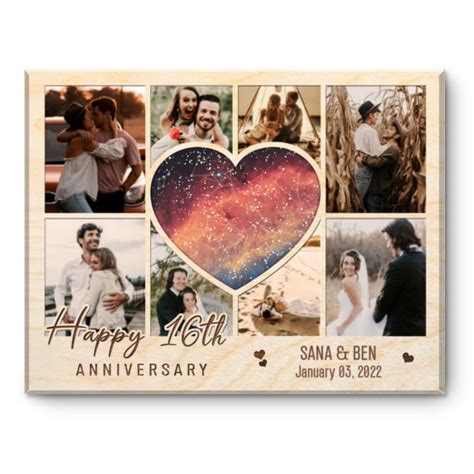 Custom Star Map 16th Anniversary Gift, 16 Years Photo Collage Gift For ...