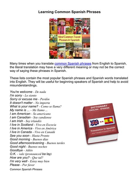 Learning Common Spanish Phrases | DOCX