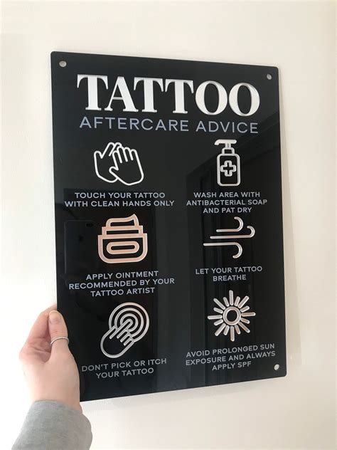 Tattoo aftercare advice acrylic a3 wall sign studio sign business sign tattoo sign salon sign ...