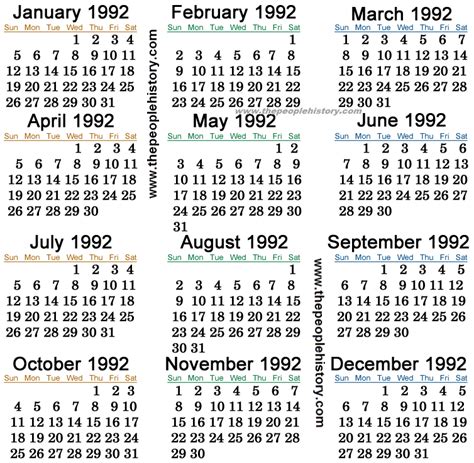 万年历1992年4月在线日历查询_日历查询