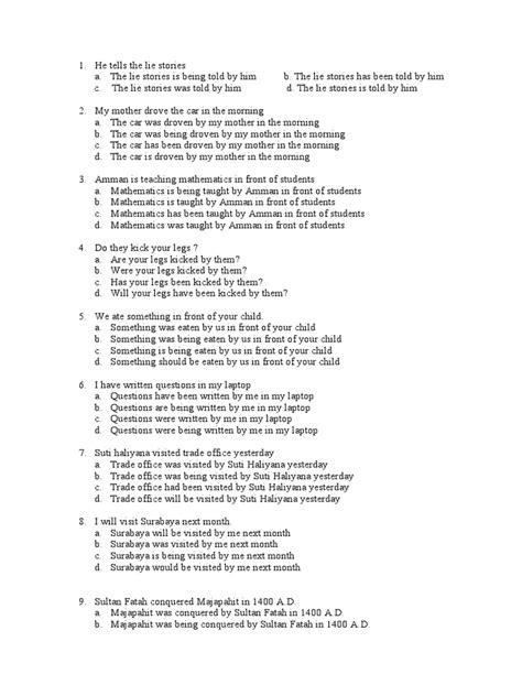 Contoh Soal Passive Voice Kelas 9