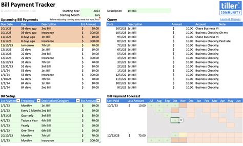 Docs: Bill Payment Tracker (Excel) - Excel Templates - Tiller Community