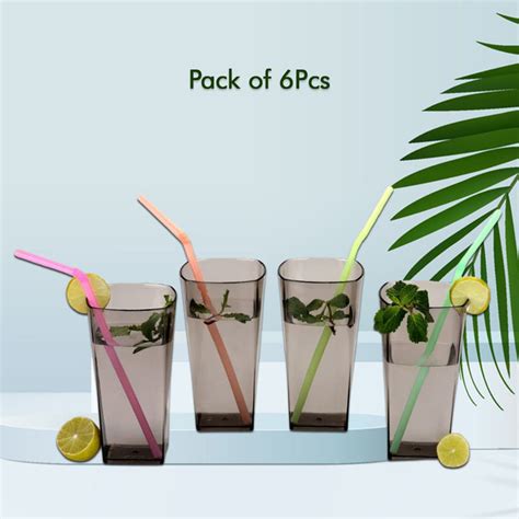 Unbreakable Stylish Transparent Square Design Water / Juice / Beer / W ...