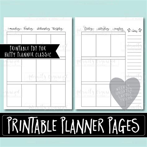 Happy Planner PRINTABLE Weekly Planner Refills / Inserts - PDF 7 X 9.25 ...
