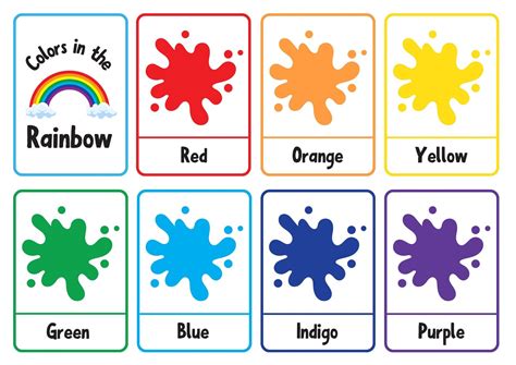 Variety Of Color Charts Flashcards For Kids Color Printable Color