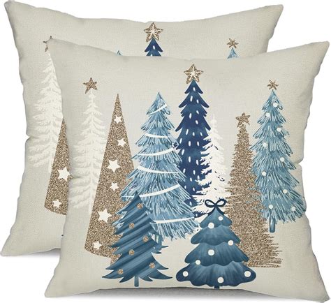 Amazon.com: DFXSZ Christmas Pillow Covers 18x18 Inch Set of 2 Xmas Tree ...
