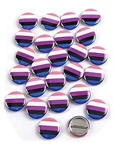 LGBTQ+ Genderfluid Pride Flag Pinback Buttons - 1 Inch Round - 25 Pack ...