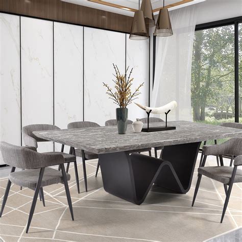 Sintered Stone Top Dining Table Set 6 Seater Nodic Modern Rectangular ...