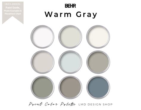 Behr Warm Gray Paint Color Palette Whole House Interior - Etsy