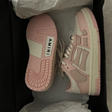Pink amiri sneakers, never worn . size 4 Y - Depop