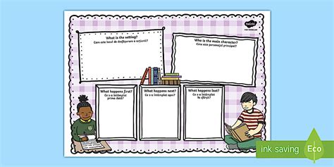 Book Review Colourful Writing Template English/Romanian - Book Review ...