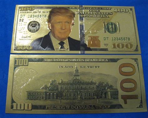 President Donald Trump Gold Plated $100 Dollar Bill | #1848700631