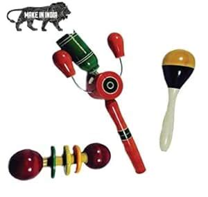 Buy AL MURG Hand Crafted Wooden Baby Rattle Toy Set for Newborn Baby ...