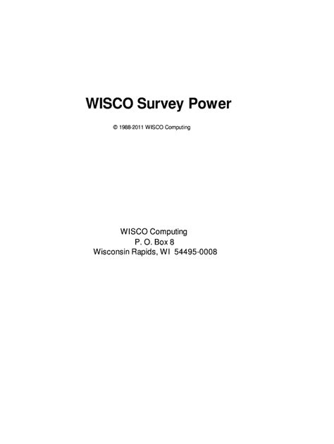 Fillable Online WISCO Survey Power Fax Email Print - pdfFiller