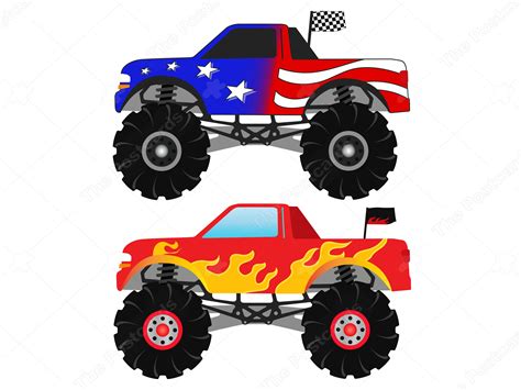 Monster Trucks Clip Art Set INSTANT DOWNLOAD Digital Clipart - Racing ...