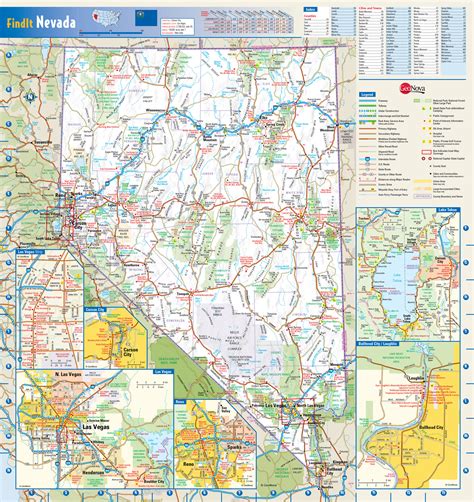 Large detailed roads and highways map of Nevada state with national ...