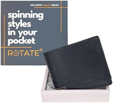 Buy ROTATE Black Designer Bi-Fold Faux Leather 4 ATM Card Slots Wallet ...