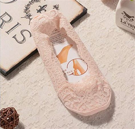 1 Pair Women Girls Yoga Boat Socks Lace Print Solid Thin No Show Peds ...