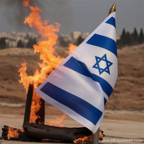 Israel Flag Burning Protest | Stable Diffusion Online